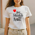 Camiseta Feminina Frase - Que a Felicidade Vira Rotina Coração