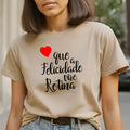 Camiseta Feminina Frase - Que a Felicidade Vira Rotina Coração